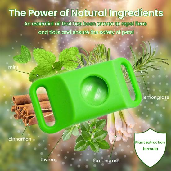 Flea Prevention Tag for Dogs Natural Ingredients Tick Repellent Tag Waterproof Collar Tag with 2 Refills Adjustable for Small Medium And Large Dogs