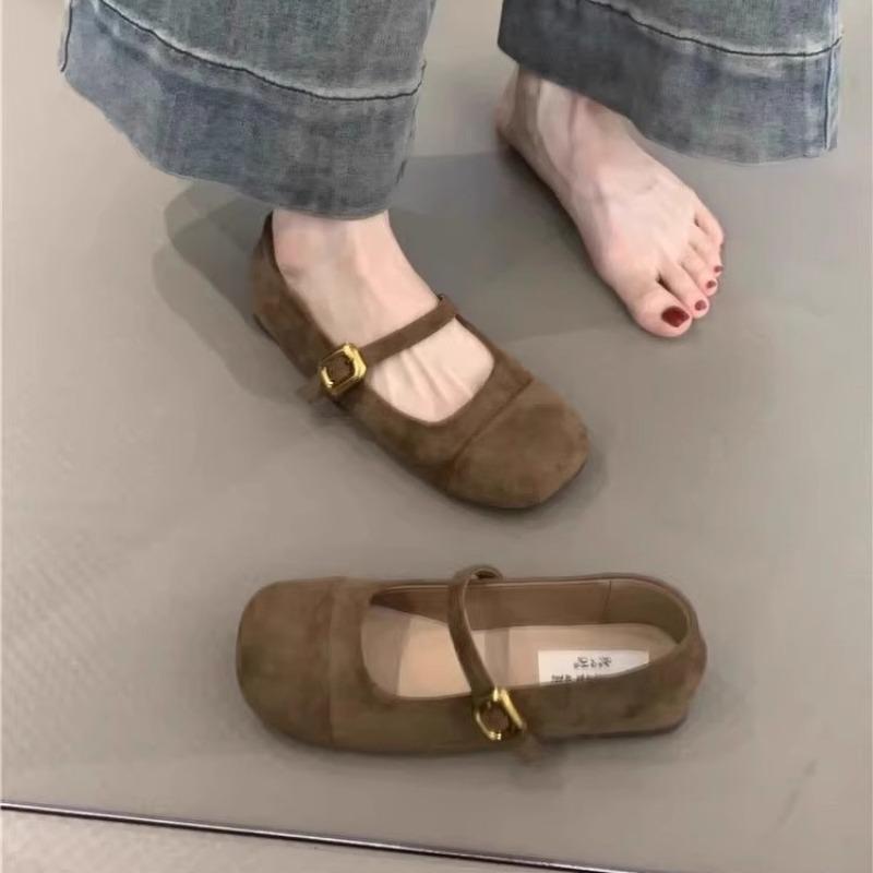 Retro shallow single shoes women's spring and autumn new French evening shoes gentle soft flat Mary Jane shoes