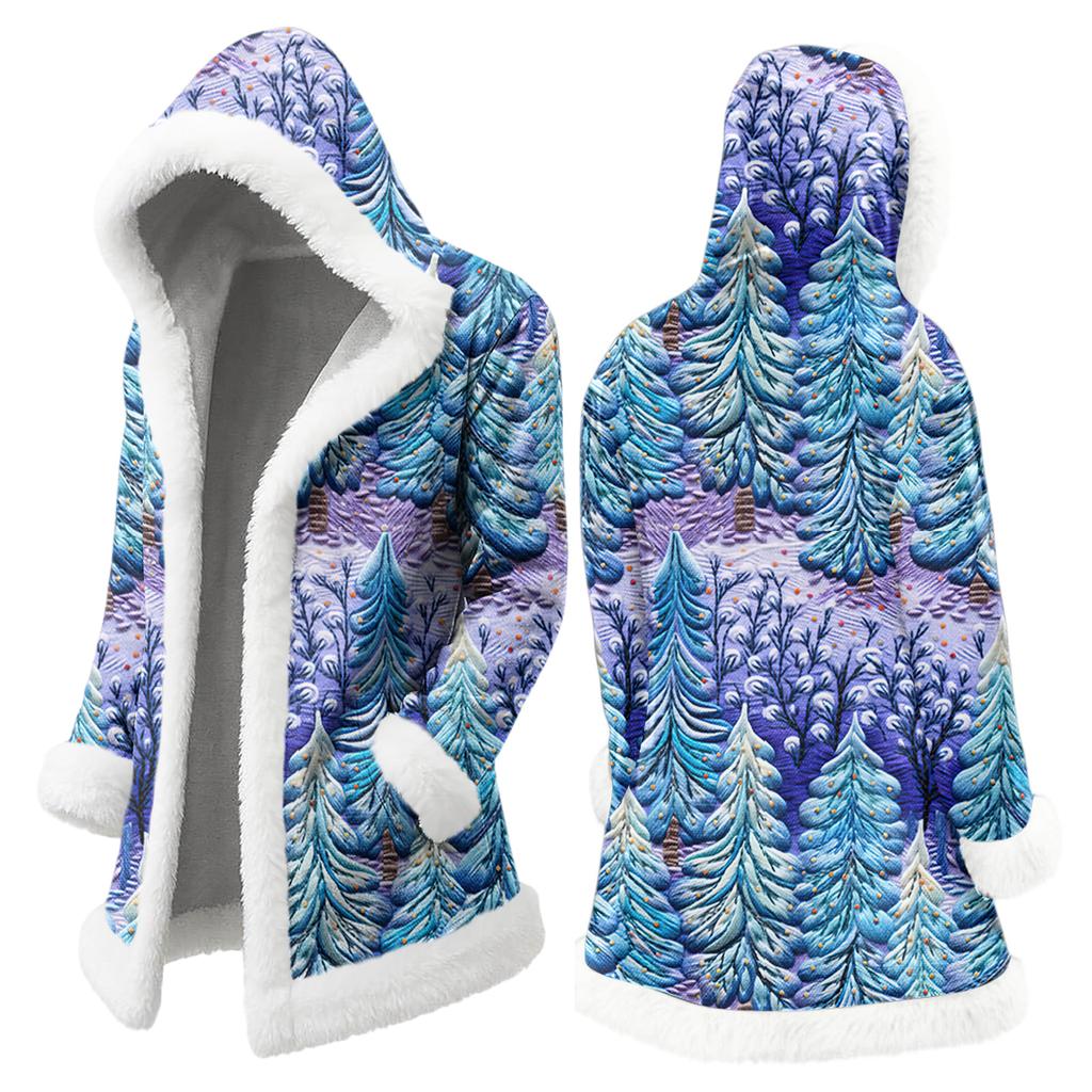 Men's Christmas Long Hooded Cardigan With Pockets Warm Jacket