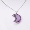 Crescent Pendant Necklace Moon Shape Crystal Necklaces for Women Men Natural Stone Collar Chain Choker Jewelry