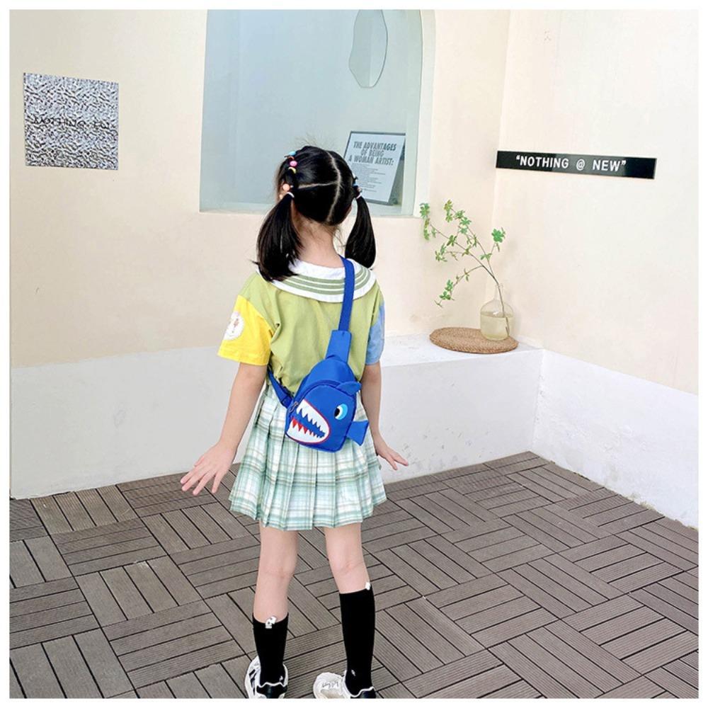 Fashion Shark Pattern Children Waterproof Nylon Crossbody Chest Bag Cartoon Shark Waist Bag For Kids Boys