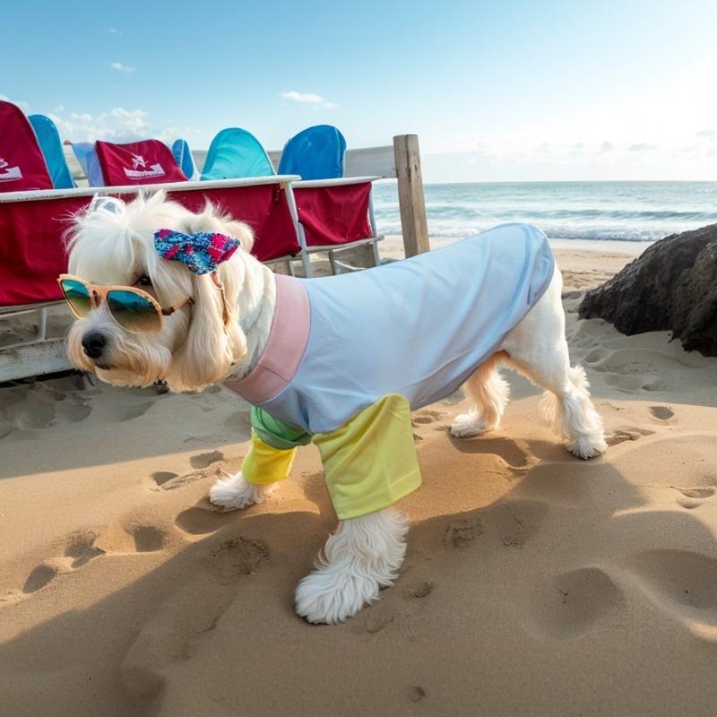 Pet Cat and Dog T-shirt Milk Silk Polyester Fabric Elastic Feel Delicate Dog T-shirt Color Matching Short-sleeved T-shirt