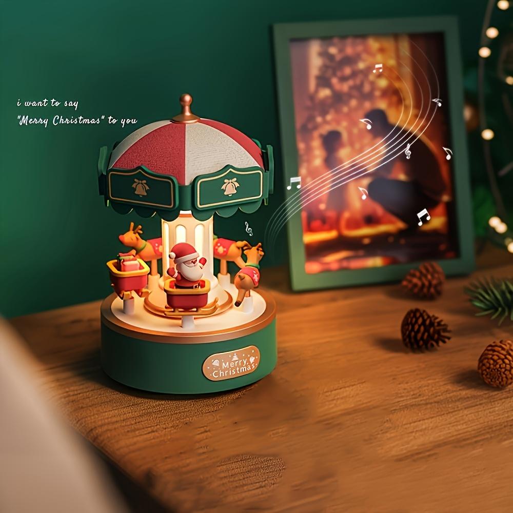 Dönen Atlıkarınca LED Gece Lambalı Noel Baba Müzik Kutusu, USB Güçlü Döndürücü, Sevgililer Günü Hediyesi Noel Ağacı İçin, Işıklı Noel Süsleri