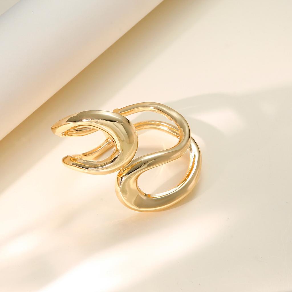 Hollow asymmetric alloy niche double-line geometric gold-plated bracelet simple atmosphere Hollow bracelet