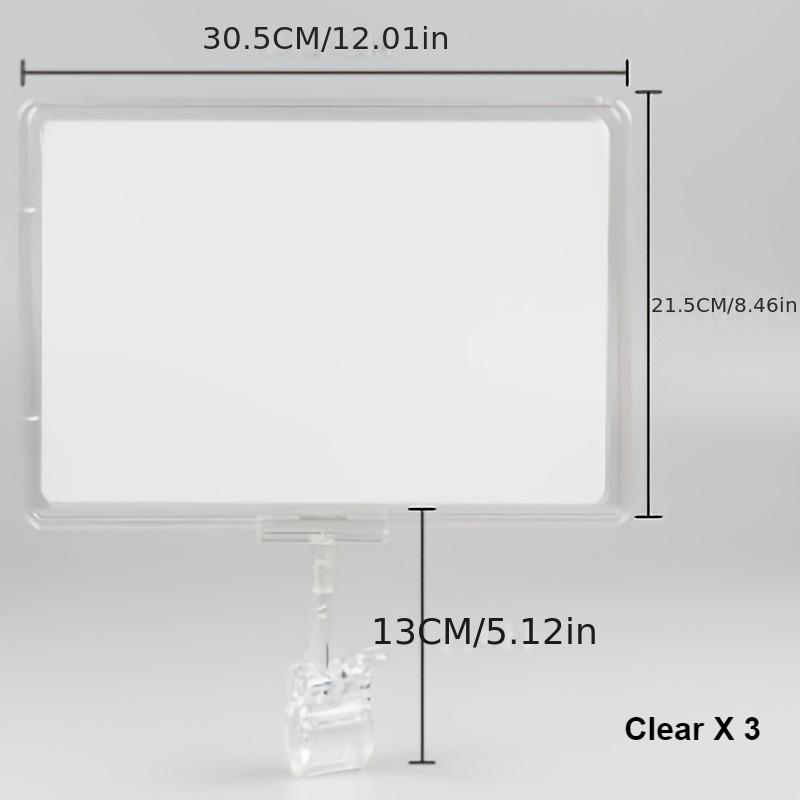 

3 Pack Supermarket Display Board Clear POP Display Stands Double-sided A4 Promotional Frame Clothing Shelf Price Tag Holder Clip