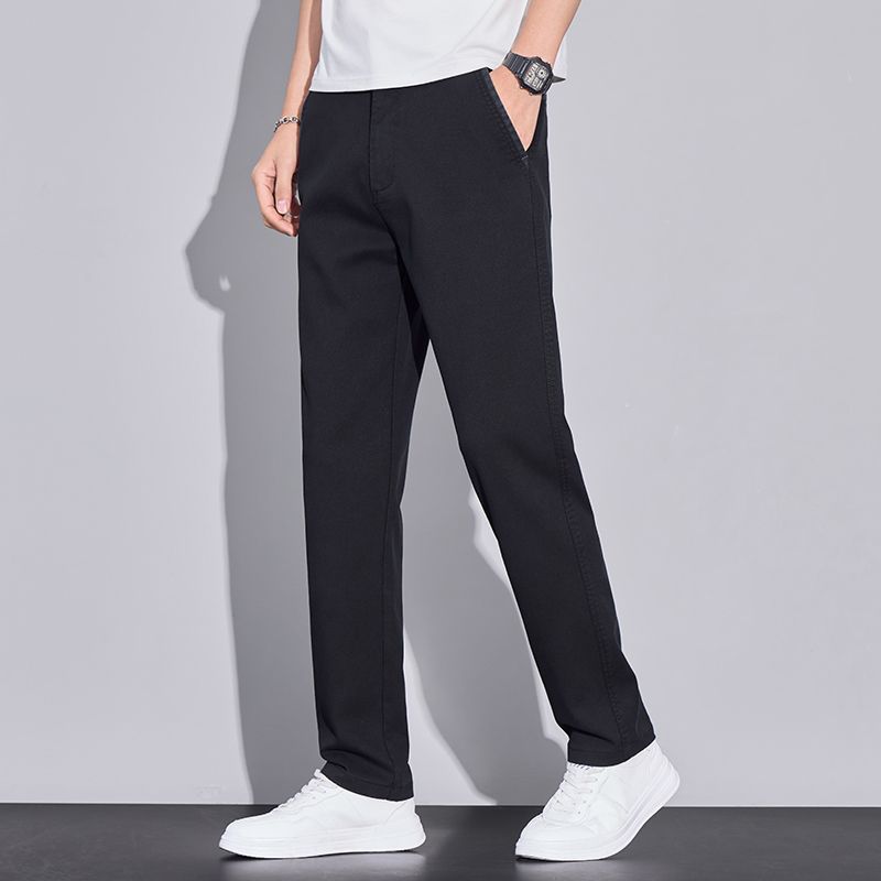 Spring and summer new four-sided elastic ice silk quick-drying large-size coffee-colored slim-fit straight casual sweatpants men's PANTS