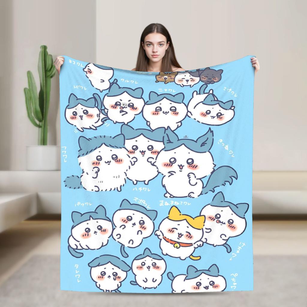 Cute Momonga C-Chiikawa Cartoon  Blankets Flannel Print  Multi-function Ultra-Soft Throw Blanket for Home Bedroom Rug Piece