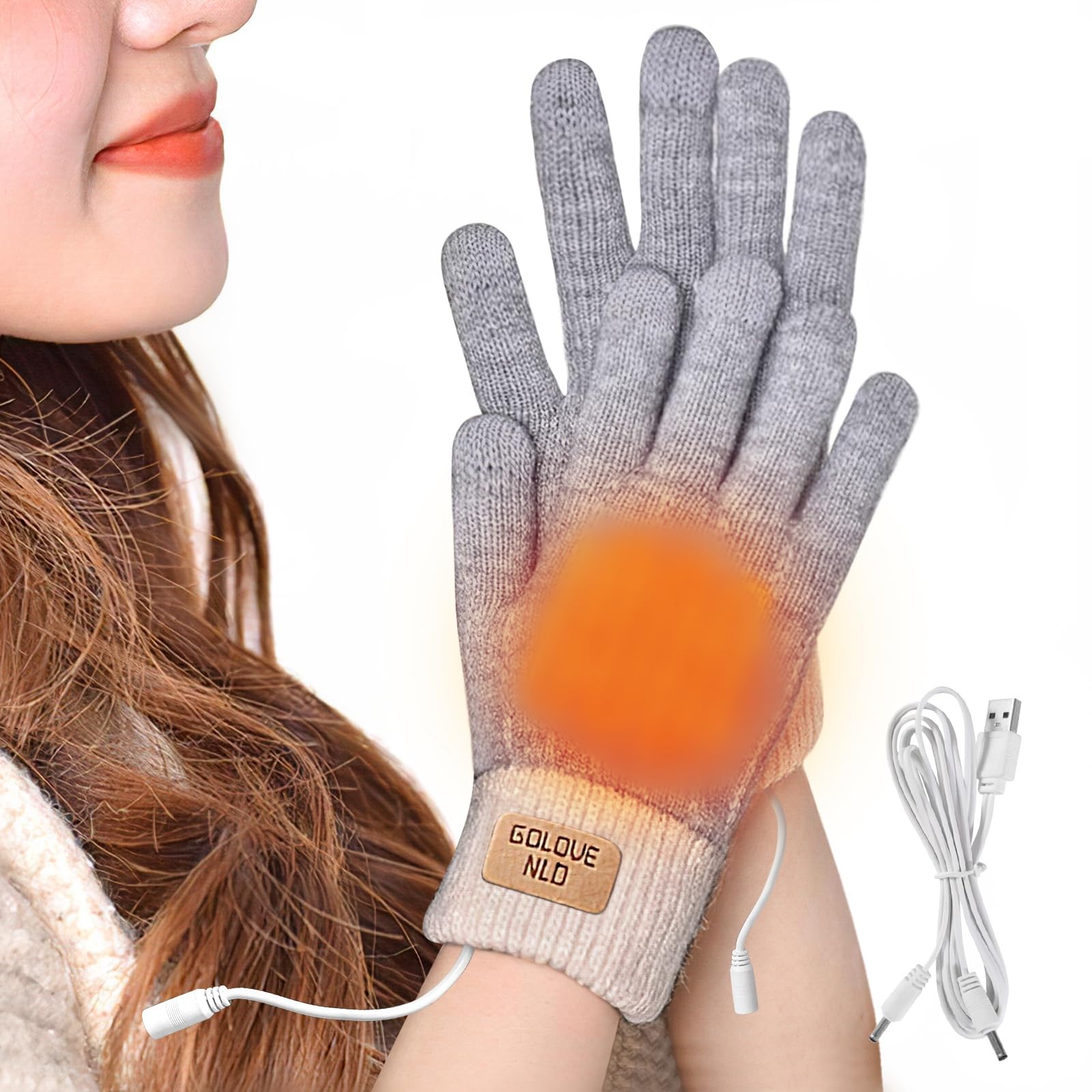 

Winter Gloves for Fleece USB Smartphone Stylish Knitted Cold Christmas Gift [Maiso] Heat-Retaining Women, Lined, Powered, Compatible, Gloves, Unisex,