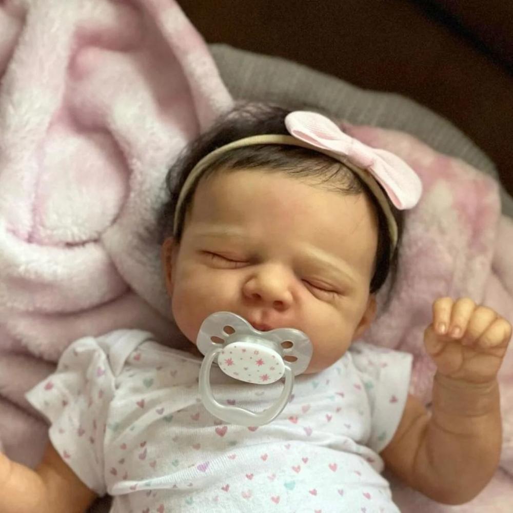 48cm Stoffkörper Reborn Puppen Pascale Geschlossene Augen Schlafende Neugeborene Babys Puppe Vollvinyl Junge und Mädchen Simulation Babypuppen für Kinder Geburtstags-Weihnachtsgeschenk