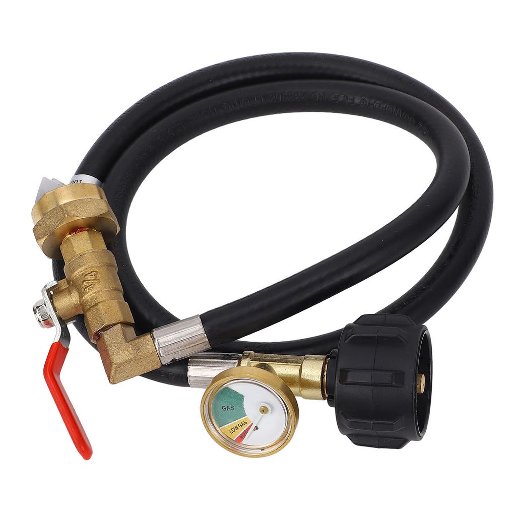 3FT Gas Refill Adapter Hose with Gauge and Valve 350PSI High Pressure QCC1 Connector 1lb To 20lb