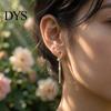 Minimalist Trendy Ear Drops 1 Pair Sparkly Women Earrings, Geometric Cubic Zirconia Dangle Comfortable Daily Wear Jewelry Gold Plated Rhinestone Drop