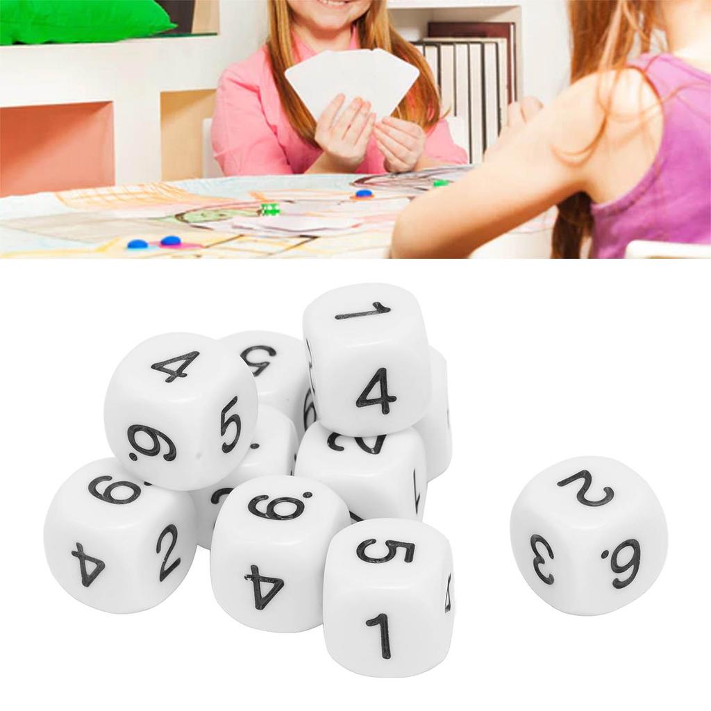 20PCS 6 Sided Number Dice Plastic 16mm Round Corner Polyhedral Dice Set for Numeral Teaching Board Games