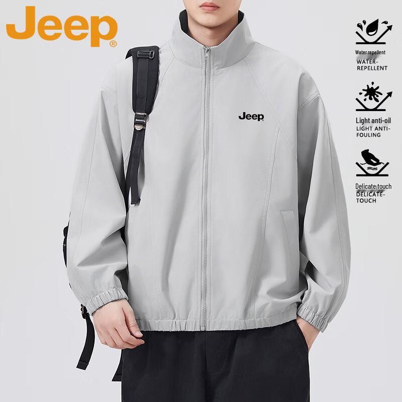 JEEP Men's Stand-Collar Casual Windbreaker Jacket