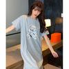 Loose-fitting Large-sized Women's Round-neck Short-sleeved T-shirt Dress, Long Laid-back Style Dress, Knee-length Sleeping Dress