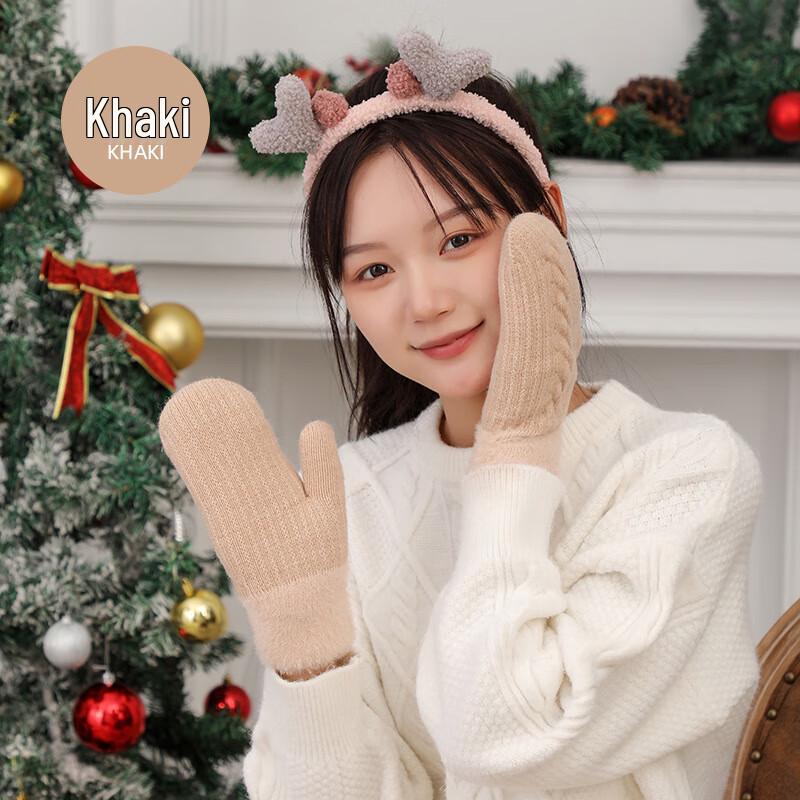 Плюшевые теплые двухслойные варежки Tingbai