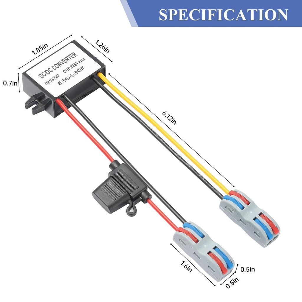 YBBOTT 5A 25W To Suitable for Car LED DC/DC Step-Down Converter, 10V-72V 5V, DC/DC Converter, 12V/24V/36V/48V/60V, Audio, Intercom, Display,