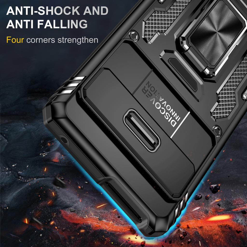 For Google Pixel 9 Pro XL 8 7 Pro Case with Slide Camera Cover, 360° Magnetic Ring Kickstand Upgraded Military Grade Shockproof