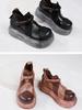 Johnature Genuine Leather Women's Flat Platform Shoes Versatile Vintage Round Toe Thick Soled Shoes