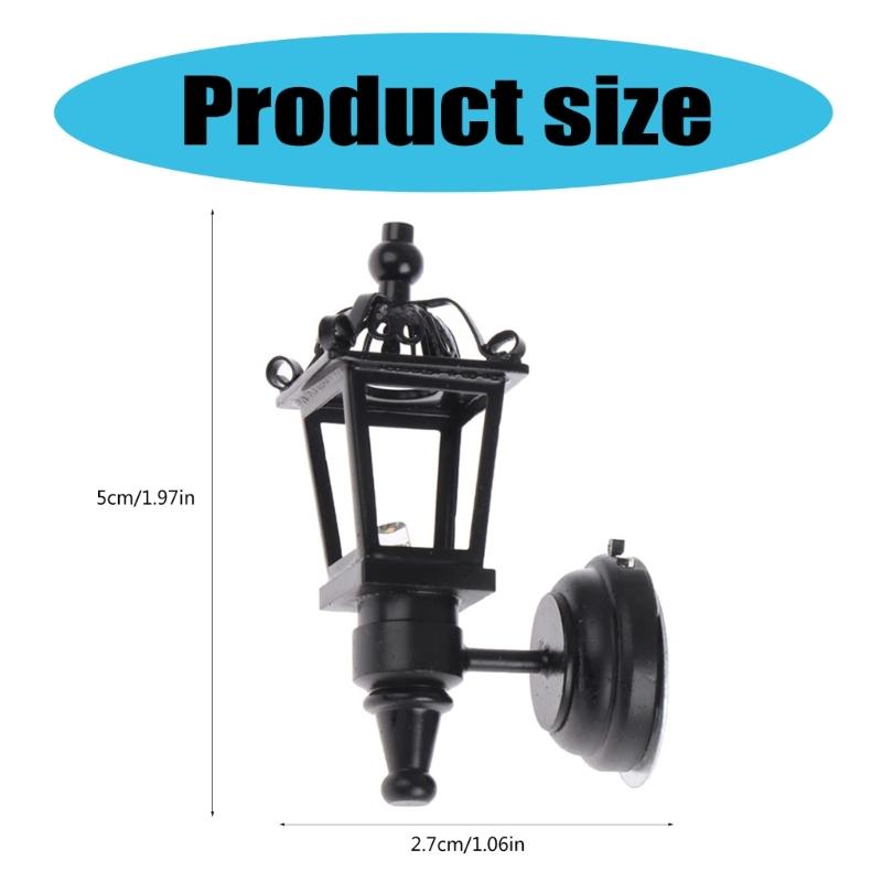 1/12 Scale Miniature Dollhouses Wall Lamp Black LED Wall Sconce for Garden Balcony Decoration Dollhouses Accessories
