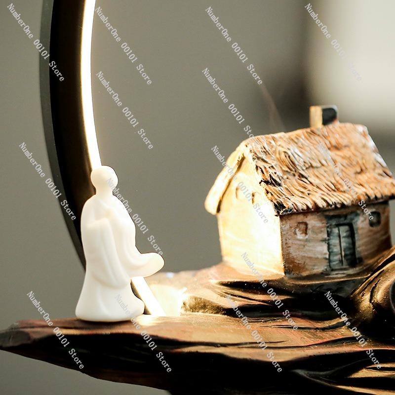 Zen High Mountains and Flowing Water Incense Burner,Sandalwood&Agarwood Incense Lamp for Tea Table Decoration