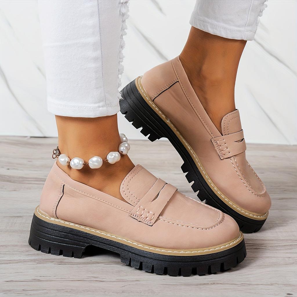 Fashion 2025 New Autumn Loafers Large Size Casual British Style Shoes for Women Chunky Heel Flat Woman Shoes Retro Platform Sneakers