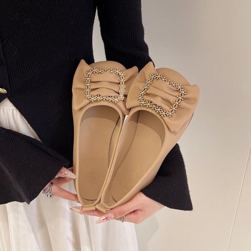 Fashion Black Low Heel Elegant Slip-on Office White Women's Flat Shoes Moccasins 39 Social Luxury Brand Stylish Spring Ladies Footwear