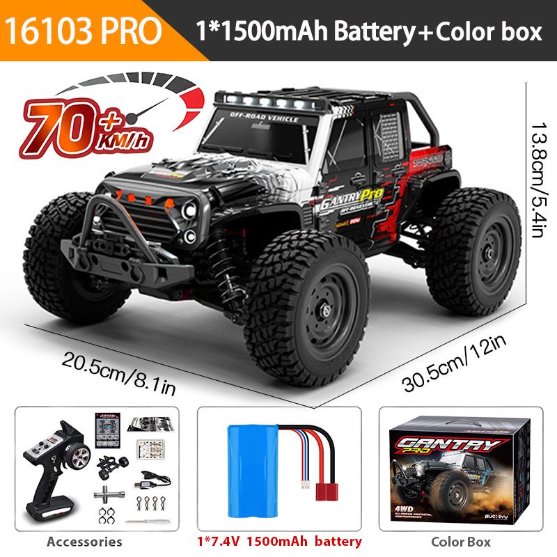 1:16 Professional Remote Control Cars 70KM/H Or 50KM/H 4WD RC Car With LED High Speed Drift Monster 4x4 Truck for Kids vs Wltoys