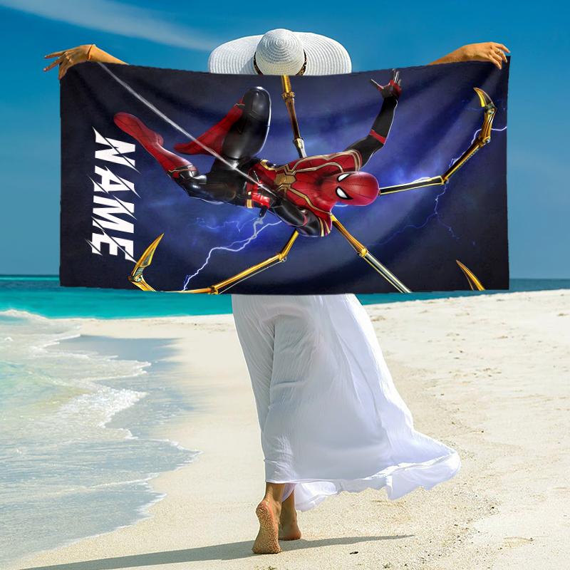 Personalized "Spider-Man: Heroic Journey" Beach Towel Microfiber Beach Towel Thin Absorbent for Beach Swimming Yoga Bath Sports. 0910239