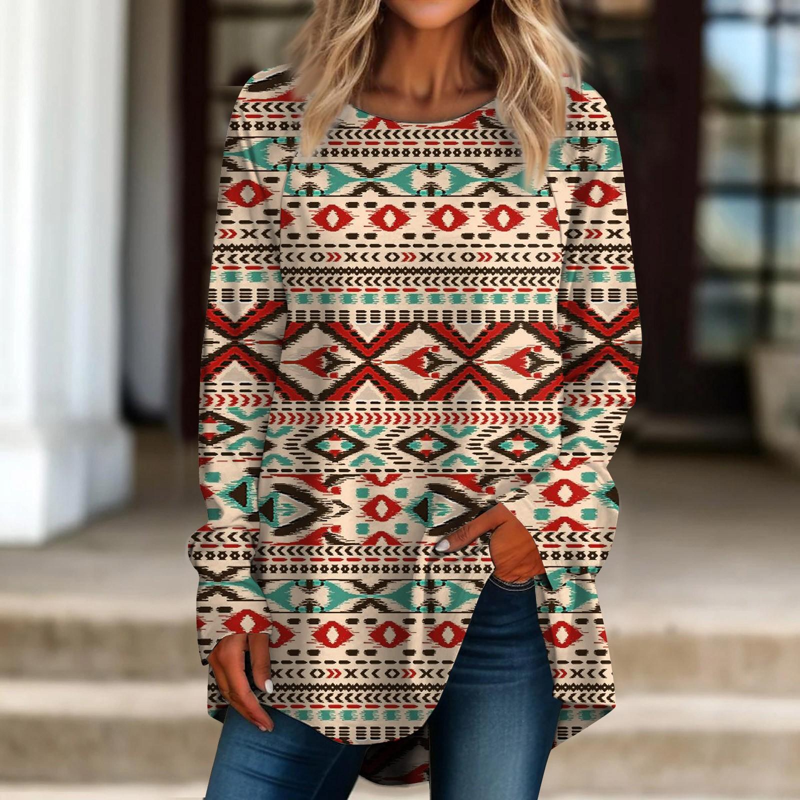 

Женские блузки, модные, повседневные, больших размеров, с длинными рукавами, круглым вырезом, с принтом в стиле ретро, футболка, топ 8XL