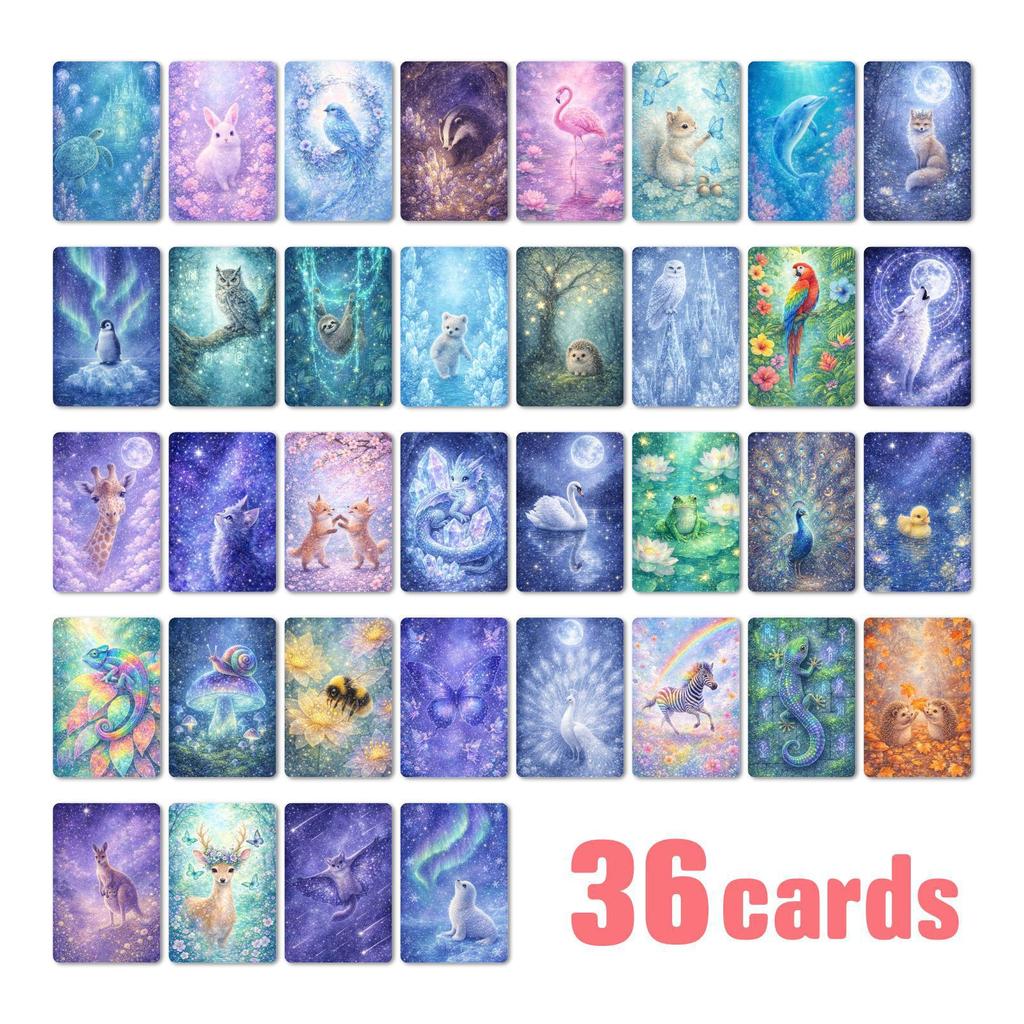 36 Fantasy Animal Illustration Style Cards, Creative Colorful Decoration Can Be Handwritten Message Card