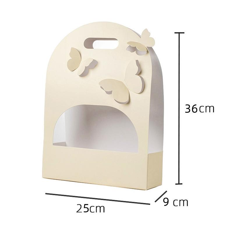 Portable Wedding Favour Boxes 3D Butterfly Carrier Bag Pink Floral Arrangement Gift Paper Package Flower Bouquet Packaging Bag