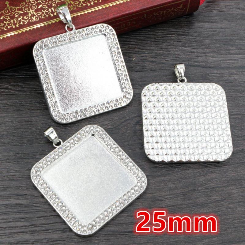 5pcs Fits 20mm 25mm 18x25mm 30x40mm Cabochons with Rhinestone Round Oval Pendant Blank Base SettingTray DIY Jewelry Accessories