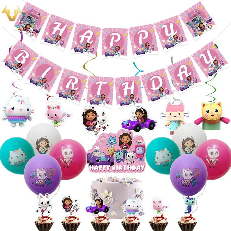 Gabbys Party Dollhouse Supply Plate Tissue Banner Tablecloth Balloon Decoration