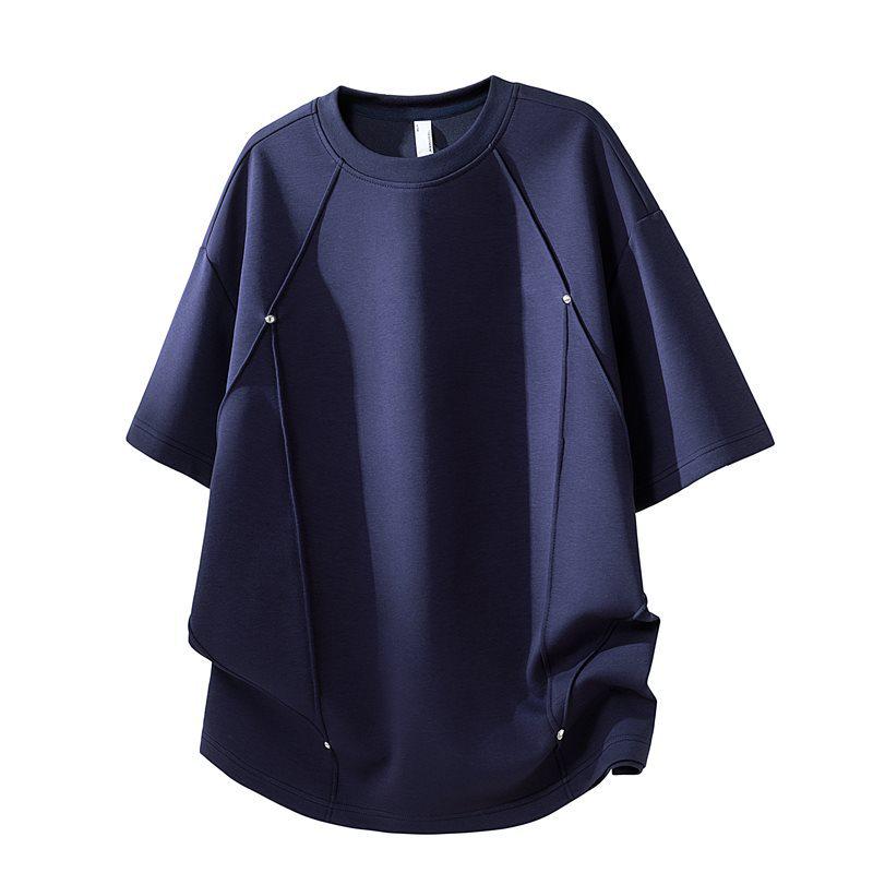 Unisex Loose Fit Round Neck T-Shirt with Sequins and Rivets