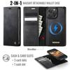 For iPhone 16e 16 15 14 13 12 11 Pro Max Detachable Wallet Case Compatible with Magsafe, 2-in-1 PU Leather Flip RFID Blocking