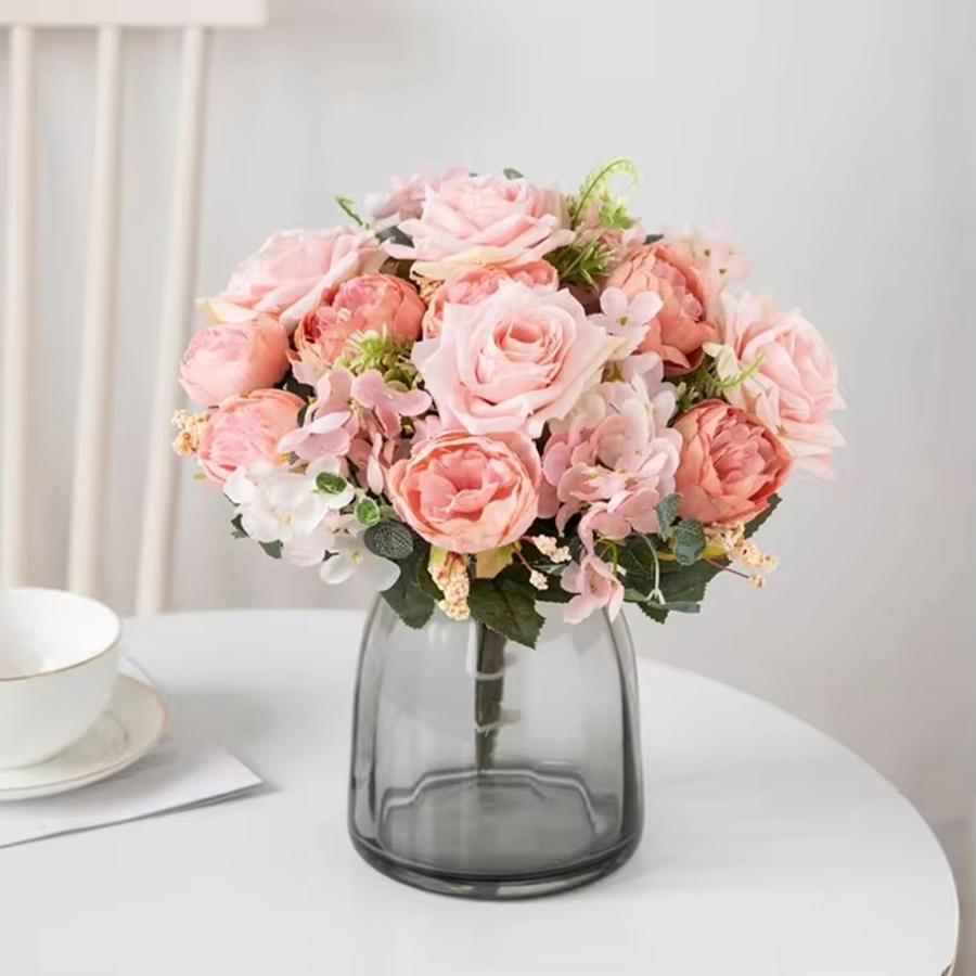 1/3PC Artificial Flowers Silk Hydrangea Wedding Wreath Home Room Garden Yard Rose Bridal Bouquet Festival Decora Vase Fake Peony