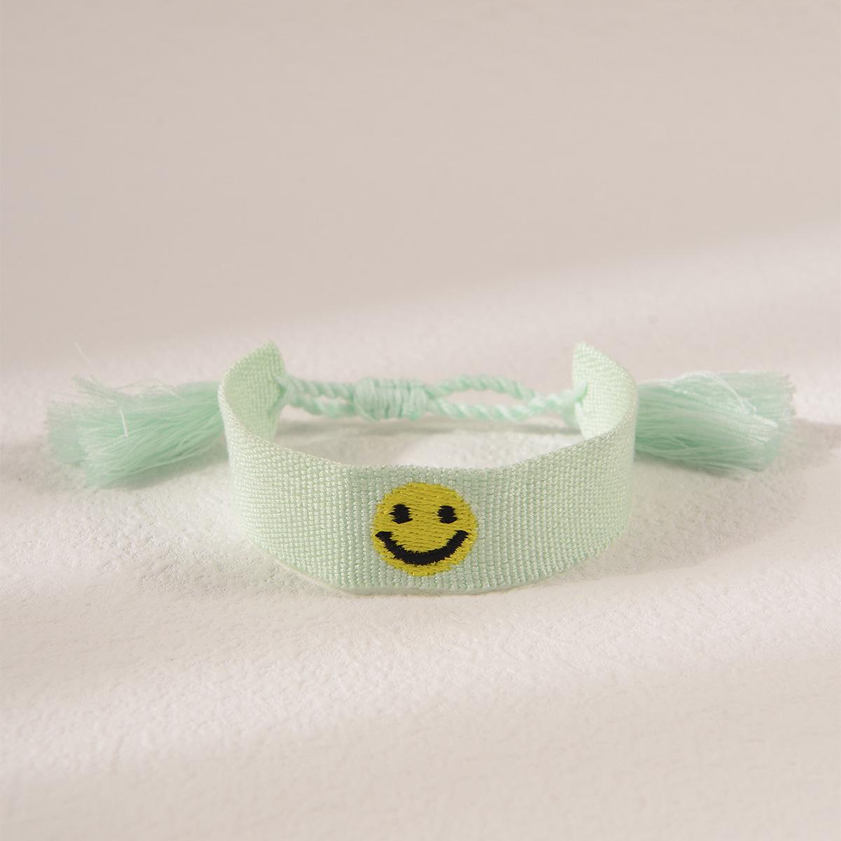 Smiley Face & Peace Sign Embroidered Friendship Bracelet