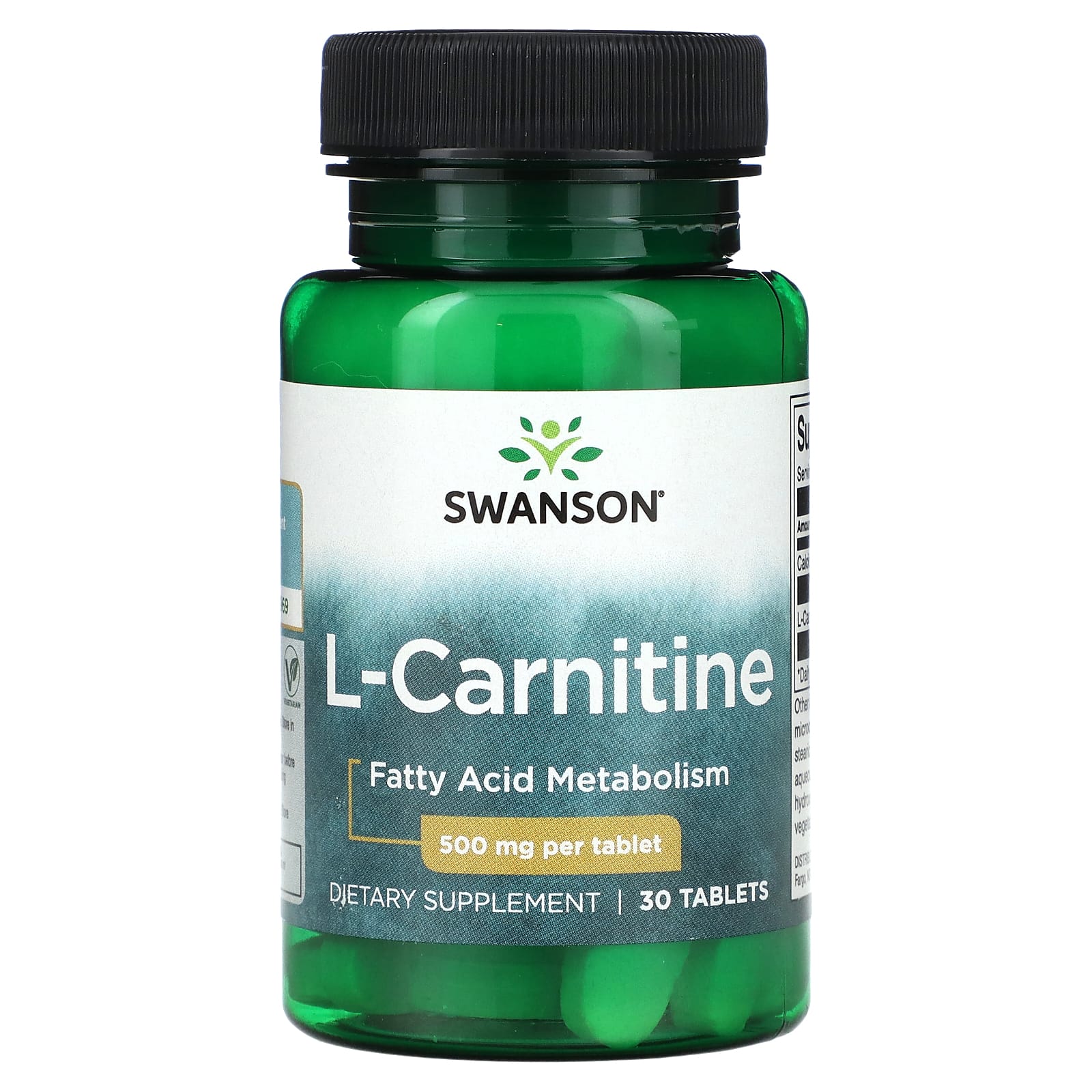 

Swanson, l-carnitine, 500 mg, 30 tablets