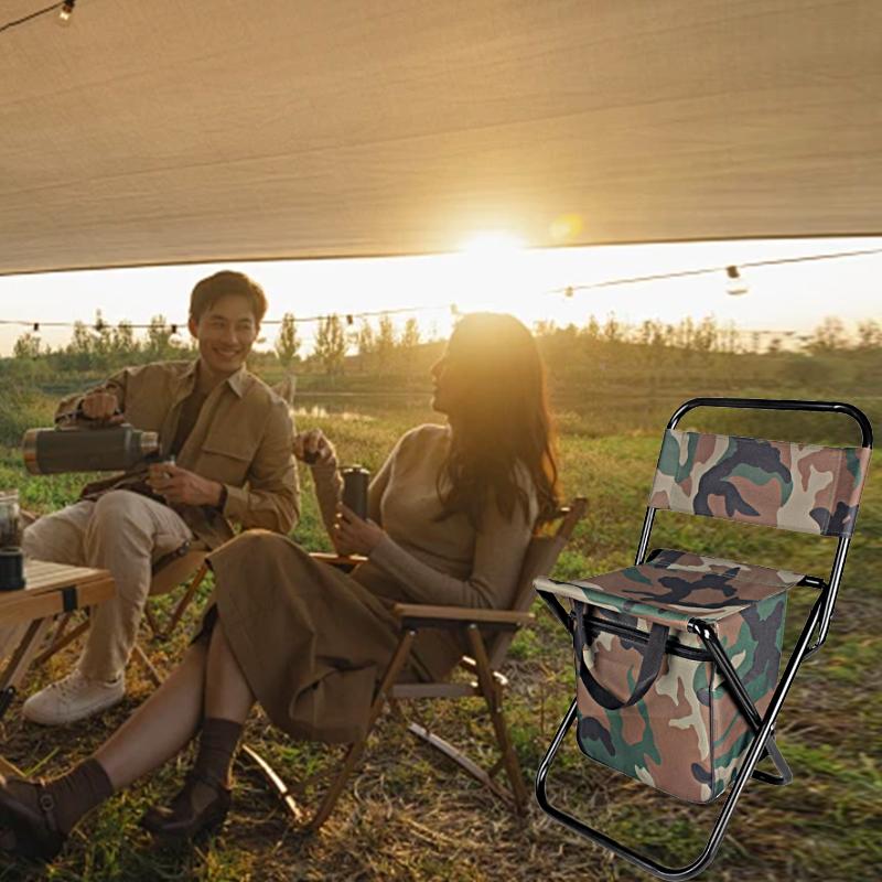 1PC Camping Fishing Hiking Portable Fishing Chair Foldable Outdoor Large Camouflage Ultraligh with Backrest Folding Stool Seat