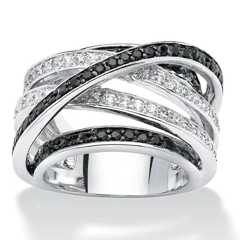 

Cao Shi Multi-layered European & American Fashion Wrap Ring with Micro-paved AAA Grade Crystals Size 8