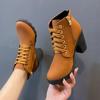 Large size spring and autumn new thick heel high heel Martin boots women's strap belt buckle ankle short boots