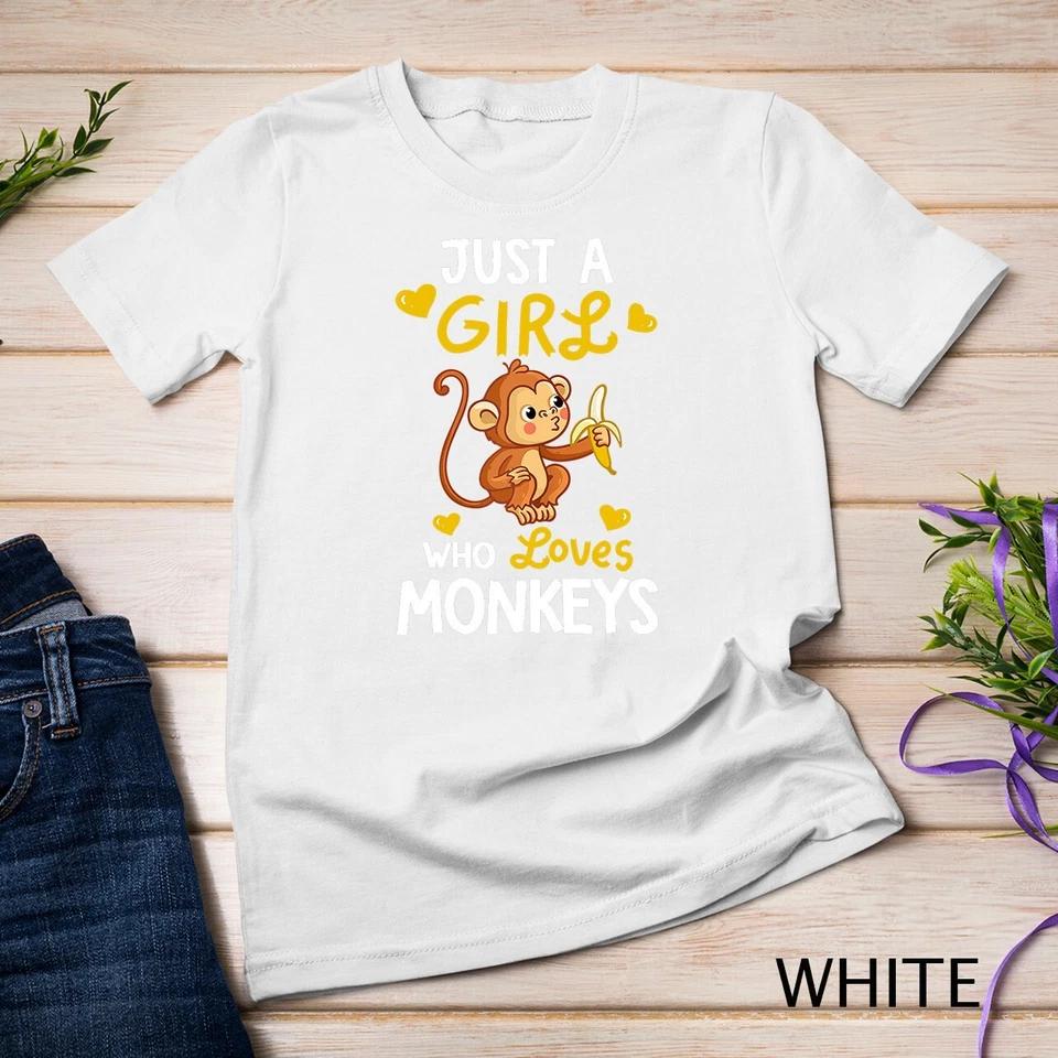 Just A Girl Who Loves Monkeys Tshirt Cute Monkey Lover Gifts Unisex T-shirt 8 2XL