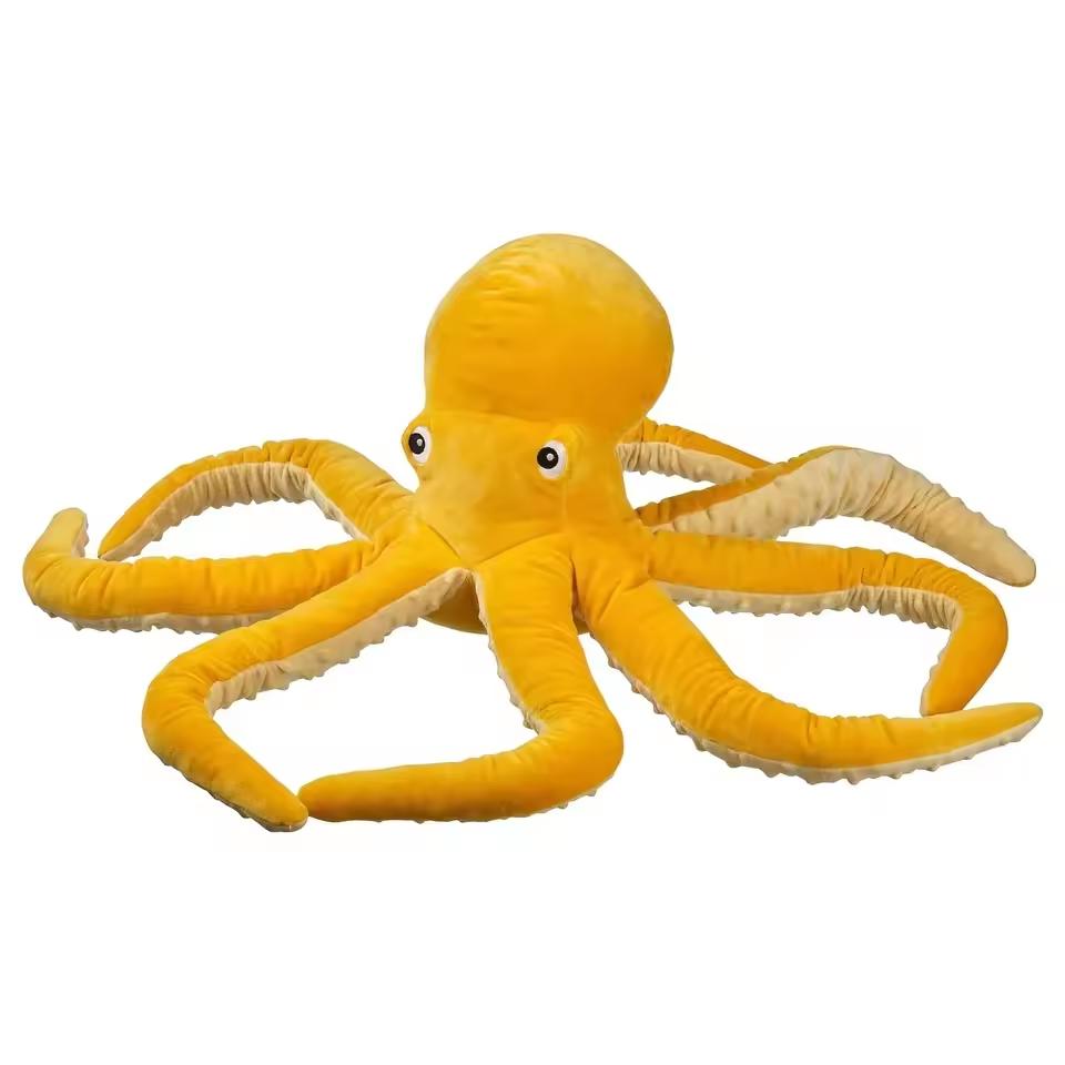 New Simulation Yellow Octopus Plush Toy Lifelike Sea Animal Plushies Doll Cartoon Soft Pillow for Girls Boys Birthday Gifts