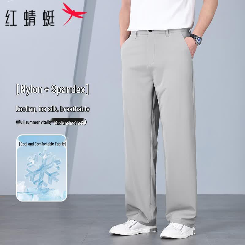 RED DRAGONFLY Men s Ice Silk Straight-Leg Casual Pants 32
