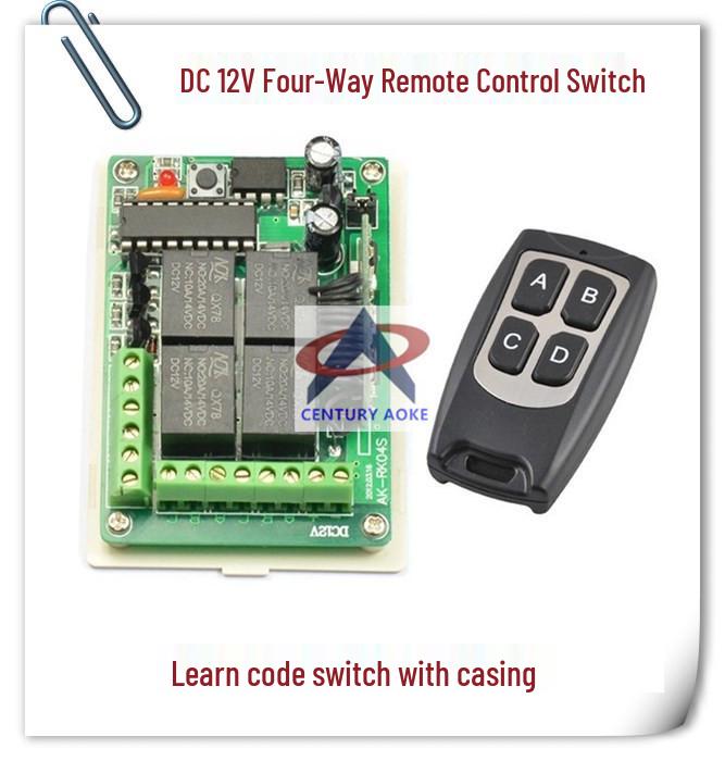 12V 4-Channel Remote Switch + Waterproof 4-Key Remote with Adjustable Modes 4-Channel Remote Control Switch