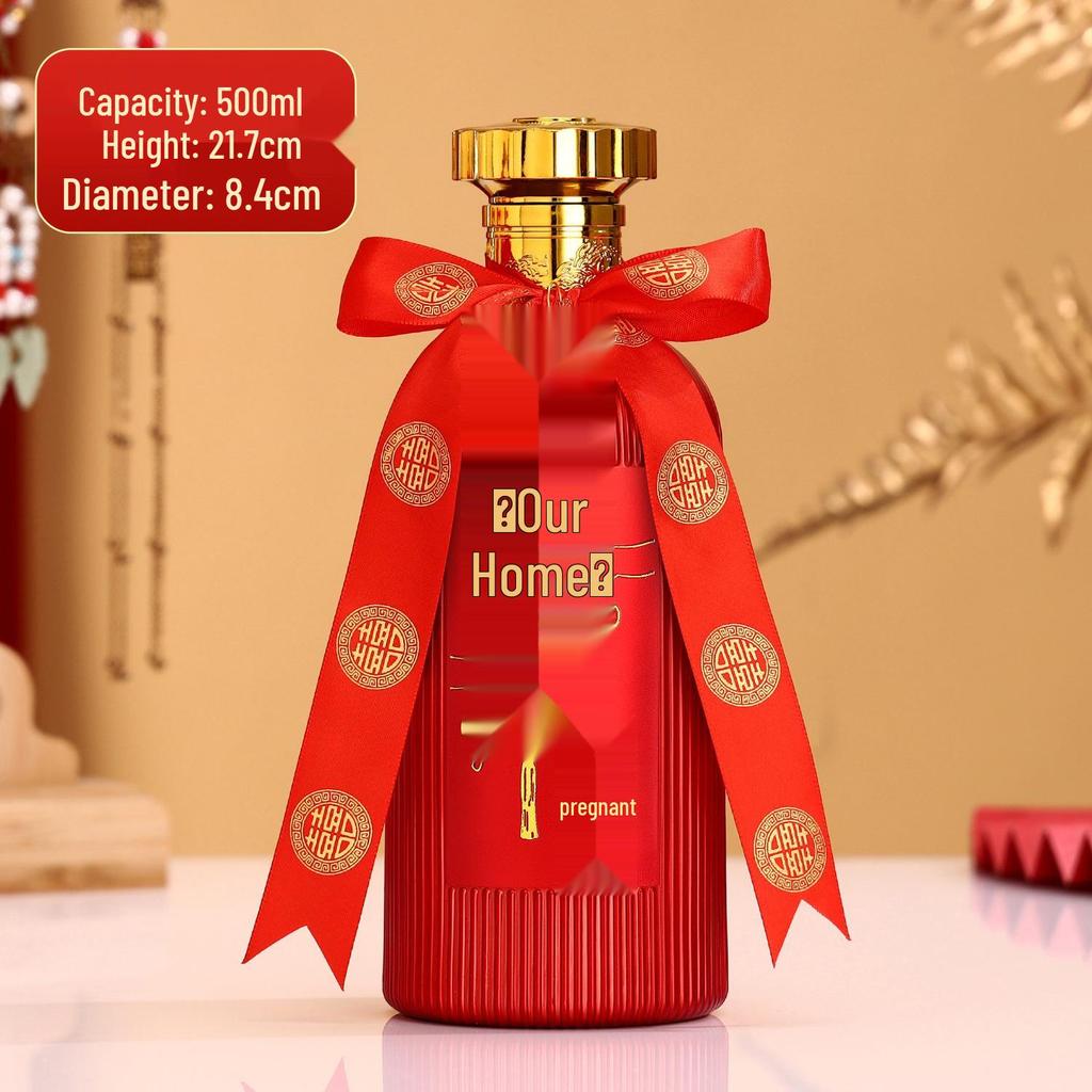 Wedding Celebration Empty Baijiu Bottle – Red Gift Pack for Special Occasions