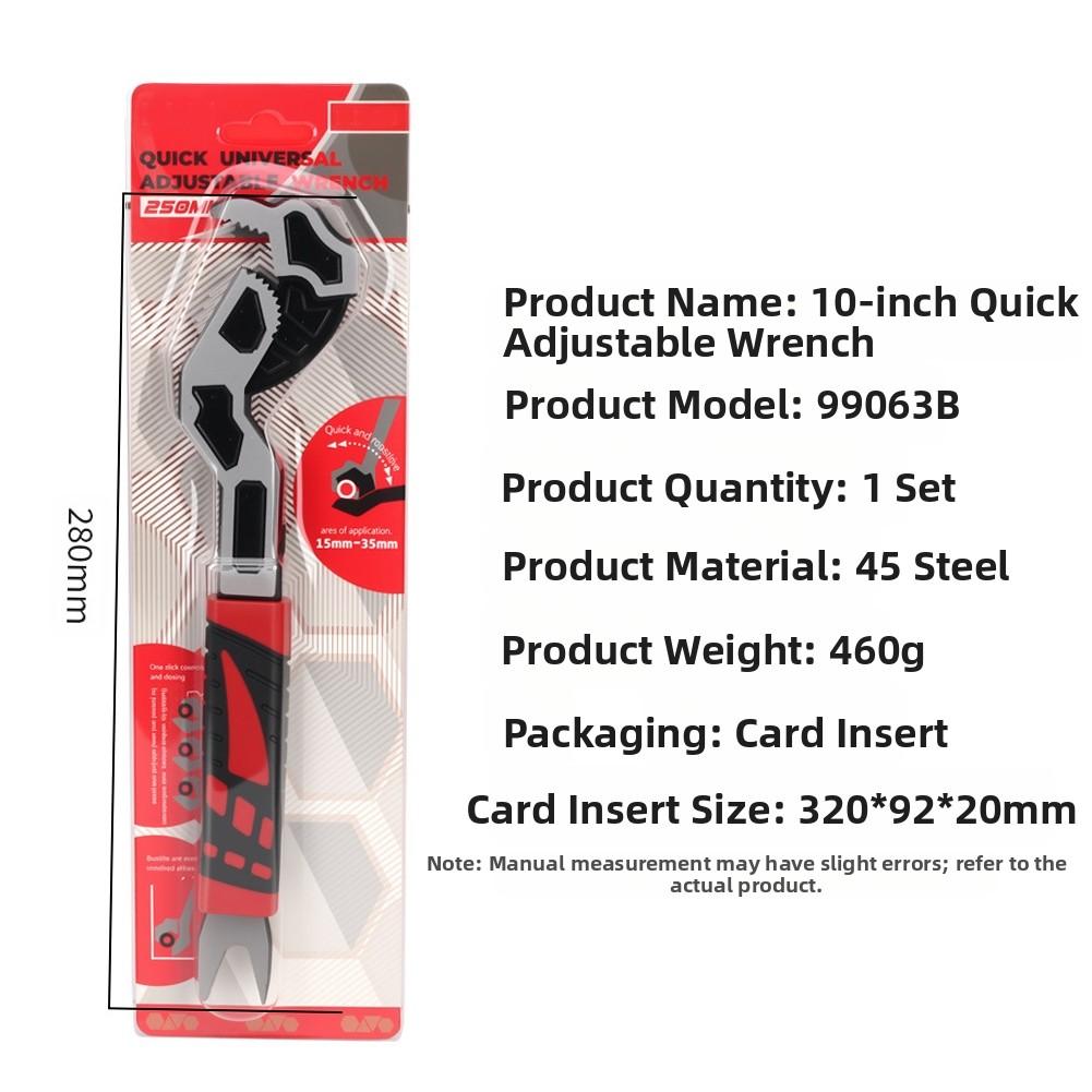 Multifunction Steel Three-Sided Tooth Adjustable Pipe Wrench, Anti-Slip Bolt & Nut Tool Quick Small Wrench Hand Tool