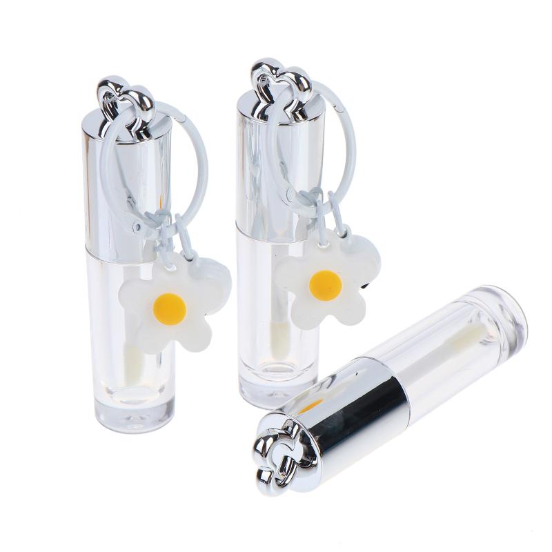 1Pcs Silver Heart-Shaped 2.5Ml Empty Lip Balm Tubes Transparent Lip Gloss Tube Container With Cap Cosmetic Sample Container