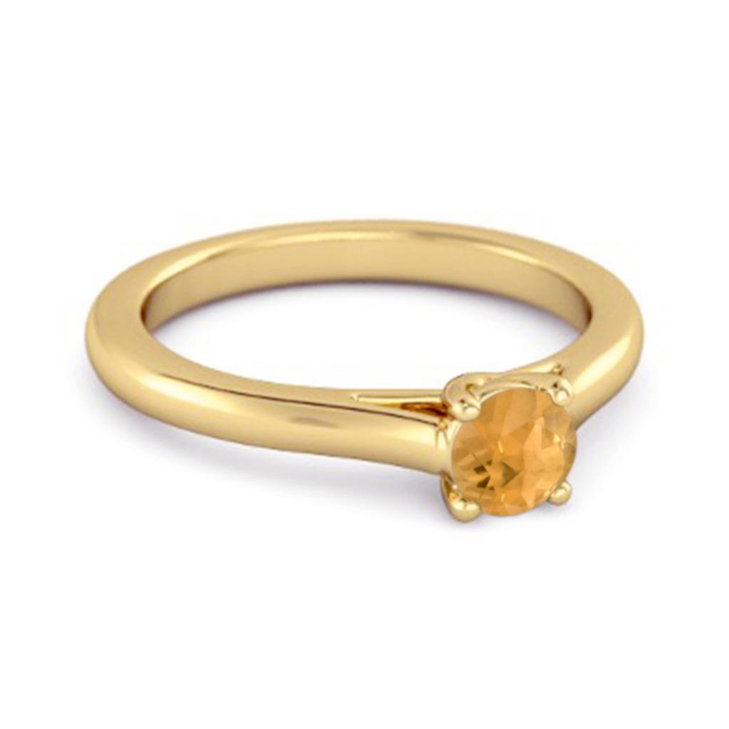 Solitaire Round Cut Citrine 925 Sterling Silver Gold Vermeil Promise Ring