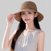 Wide Brim Sunscreen Bucket Hat Large Fisherman Hat Elegant Straw Weave Sun Hat  Outdoor